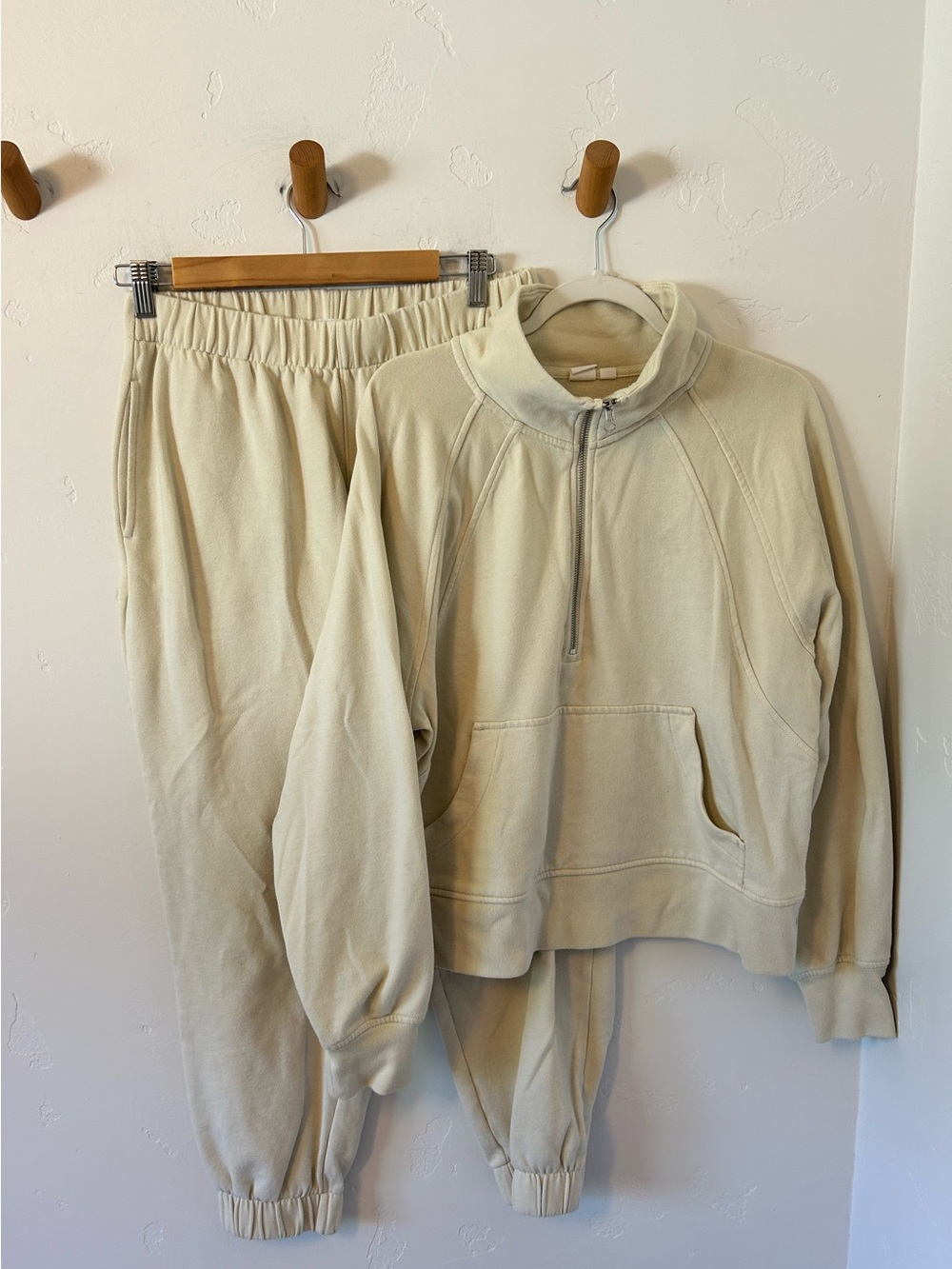 GAP W's Matching Set Sz L Sweatpants 1/4 Zip Pullover Sweatshirt Cotton Blend